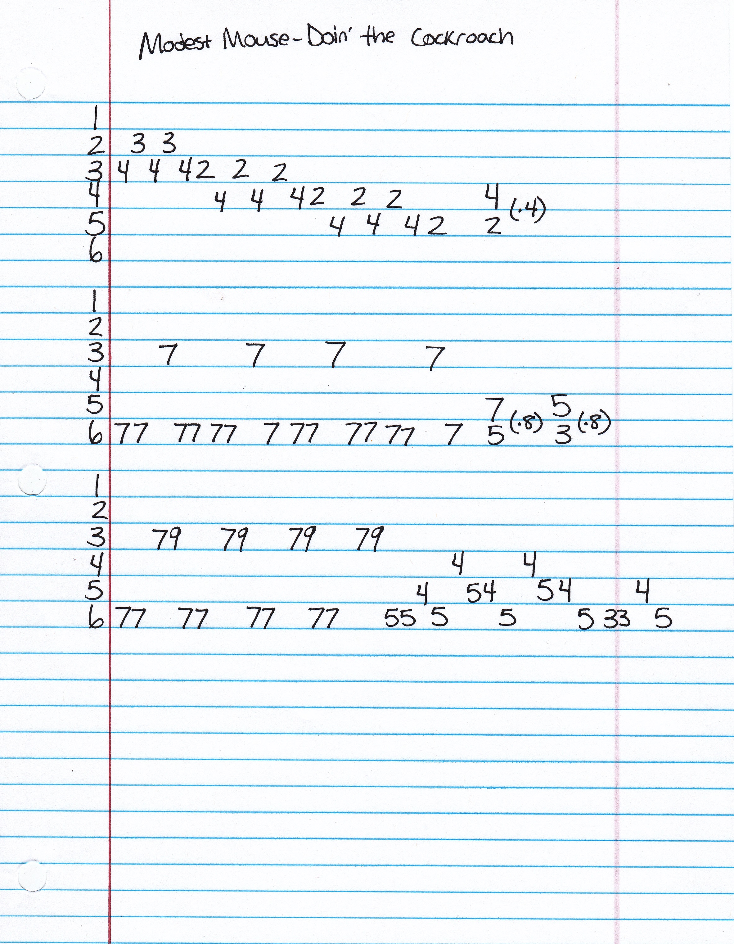 Guitar riffs for Doin' The Cockroach by Modest Mouse1